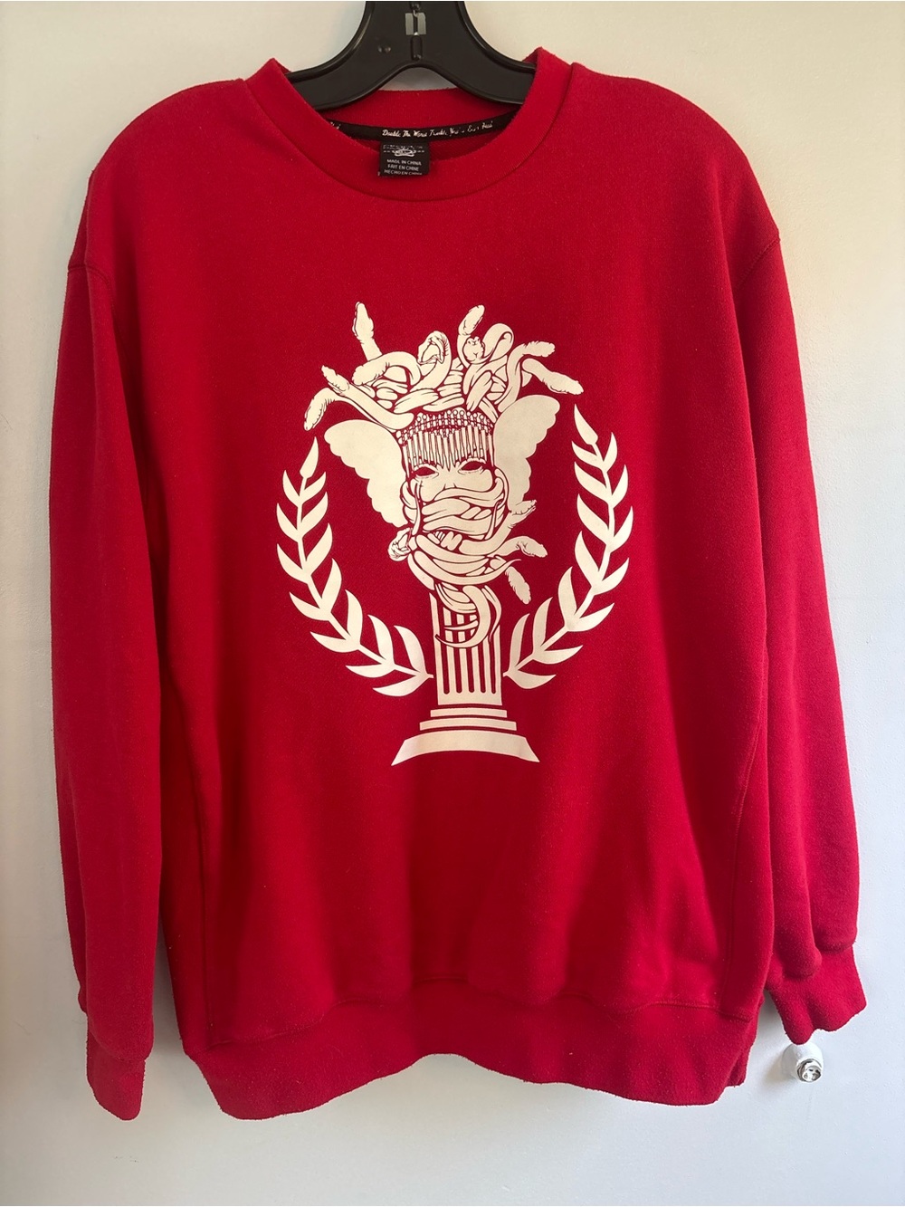 Crooks & Castles Red Crewneck Sweatshirt with White Graphic